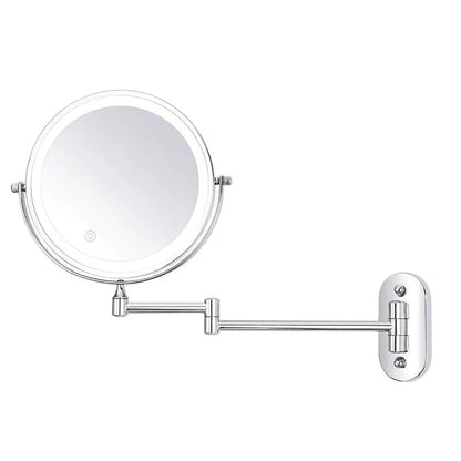 LED Lighted Bathroom Mirror 8 Inch with Magnification Touch Control USB Rechargeable Wall Mount Vanity Mirror for Makeup Application Skincar