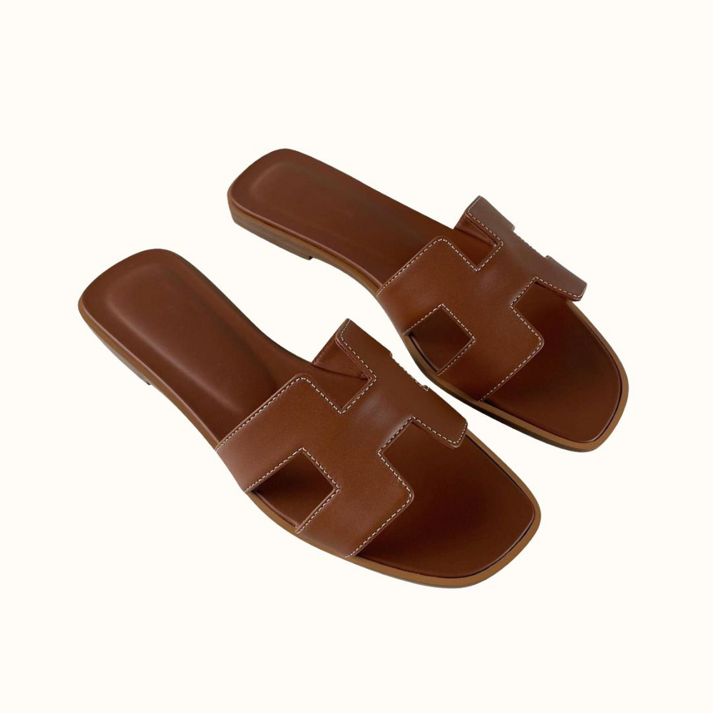 Women's Slip-On Sandals Flat Synthetic Leather Slide Slippers White Black Brown Pink Gold for Summer Beach Casual Everyday