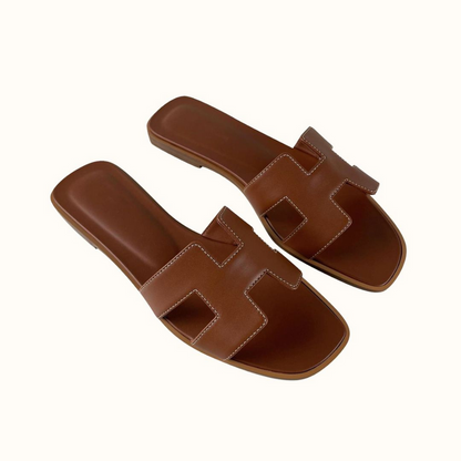 Women's Slip-On Sandals Flat Synthetic Leather Slide Slippers White Black Brown Pink Gold for Summer Beach Casual Everyday