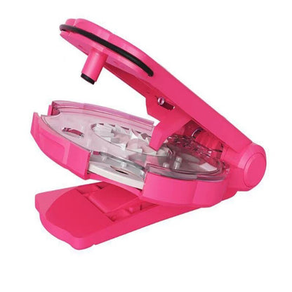 Press-On Crystal Hair Applicator for Kids with 180 Colorful Rhinestones, Portable Gem Stamper Toy for Girls Birthday Parties Sleepovers