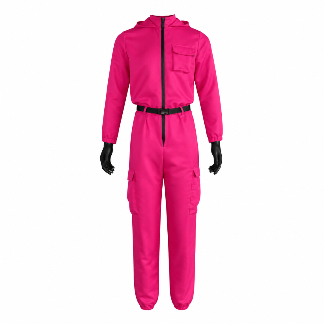 Costume Collection | Hooded Jumpsuit with Full Face Mask | Complete Look for Halloween Fun
