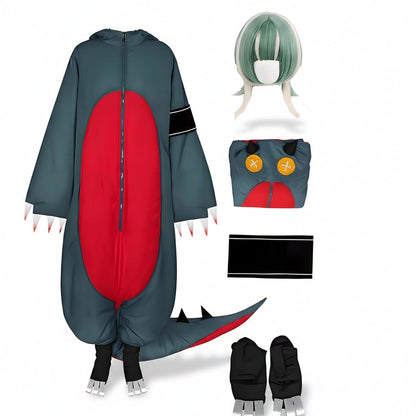 Dinosaur Costume | Adult Jumpsuit with Wig & Shoe Covers | Fun Cosplay Outfit for Halloween