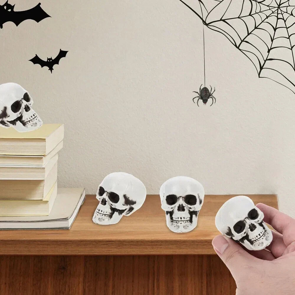 Mini Skeleton Skulls 10 Pack, Halloween Skull Decorations for Tabletop, Skeleton Heads for Halloween Skeleton Decor