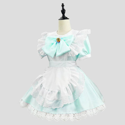 Elegant Gothic Maid Costume Set with Ruffled Dress & Apron for Halloween