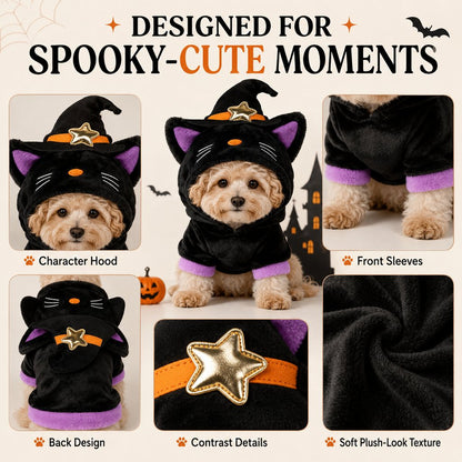 Ortekor Halloween Dog & Cat Costume Hoodie – One-Piece Spooky Outfit for Parties, Photos & Fall Fun