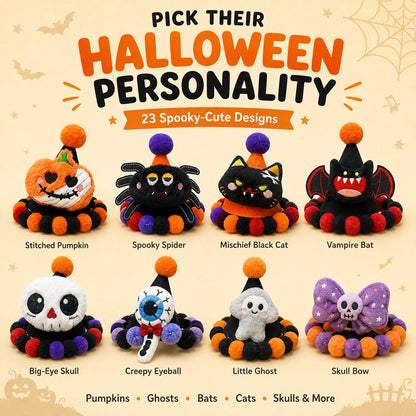 Ortekor Halloween Pet Hat & Pom-Pom Collar Set for Dogs & Cats – Easy 2-Piece Costume for Parties, Trick-or-Treating & Photos