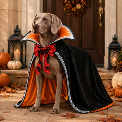 Ortekor Halloween Vampire Dog Cape Costume – Dracula Cloak with Stand-Up Collar for Trick-or-Treating, Parties & Photos