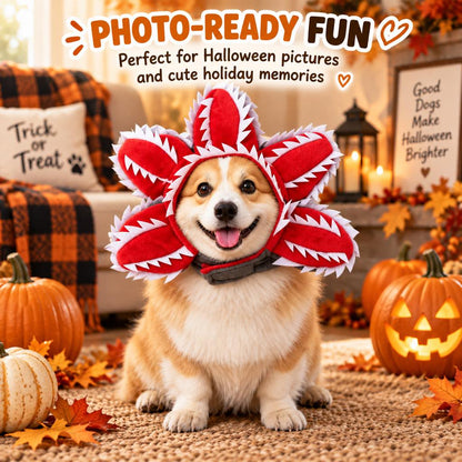 Halloween Venus Flytrap Pet Headpiece - Funny Red Monster Flower Dog Costume Accessory for Halloween Parties, Pet Photos & Holiday Dress-Up