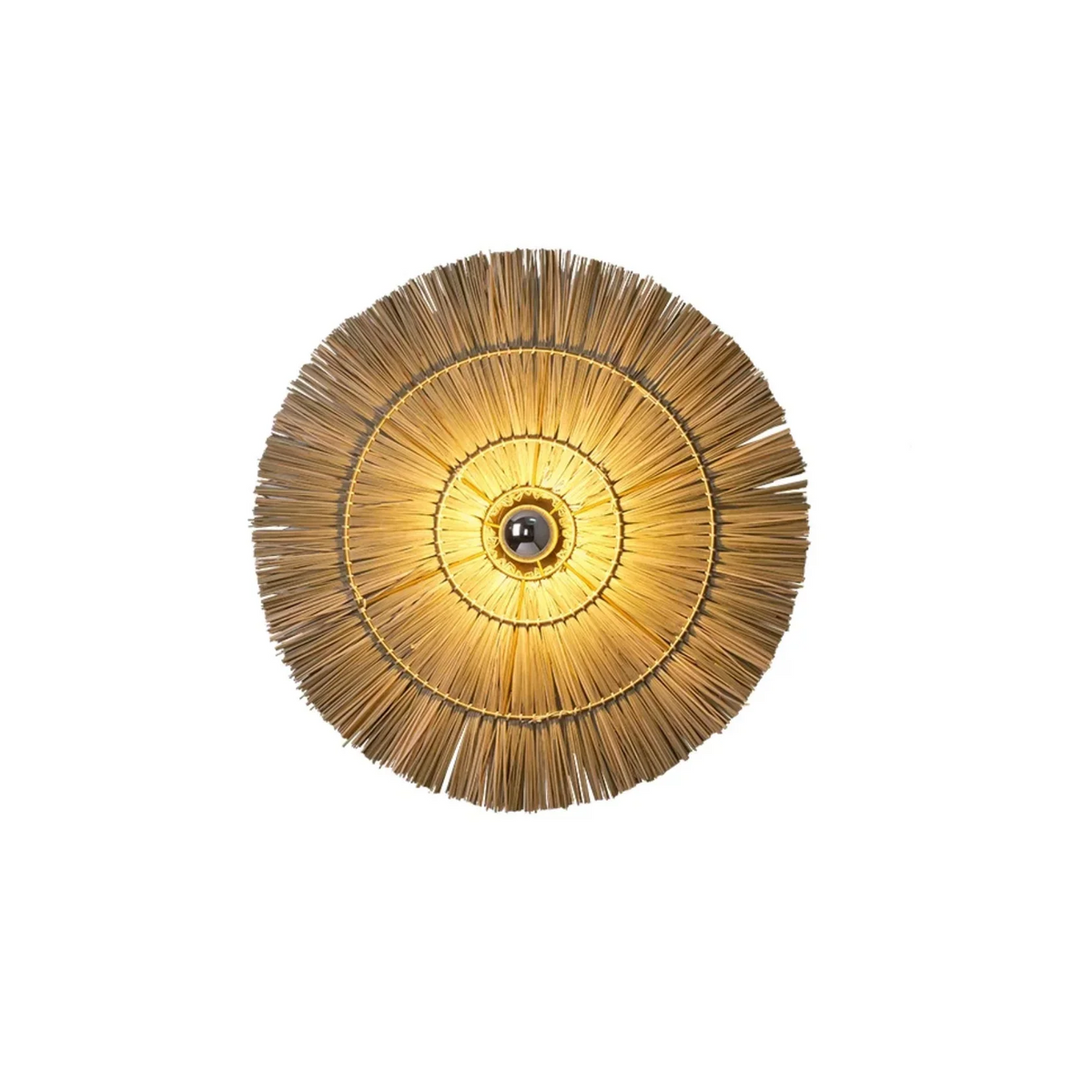 Handwoven Woven Sconce Light Fixture – Natural Brown Rattan Wall Mount for Bedroom, Hallway, or Living Space – 16", 24", or 32" Circular Sha