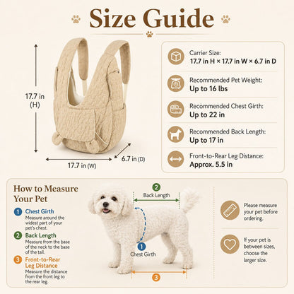 Ortekor Hands-Free Front Pet Carrier Backpack for Small Dogs & Cats - Comfortable Carrying for Walks & Travel