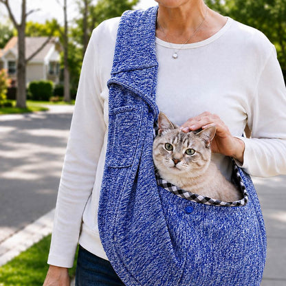 Ortekor Hands-Free Pet Sling Carrier for Small Dogs & Cats - Wide Strap Shoulder Bag for Walks, Errands & Vet Visits