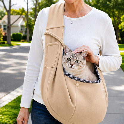 Ortekor Hands-Free Pet Sling Carrier for Small Dogs & Cats - Wide Strap Shoulder Bag for Walks, Errands & Vet Visits