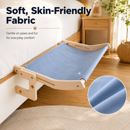 Ortekor Bedside Hanging Cat Hammock Bed - Space-Saving Elevated Cat Lounge for Beds, Sofas & Windows