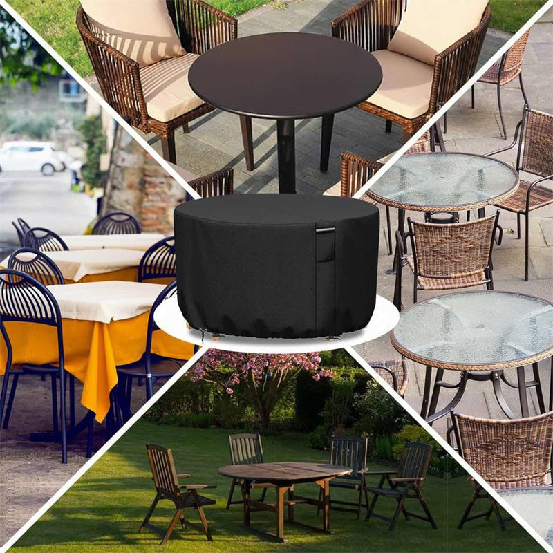 Weatherproof Circular Patio Table Cover with Ventilation – 600D Oxford Fabric, Adjustable Drawstring, UV-Resistant Protection for Round