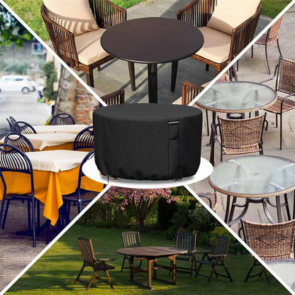 Weatherproof Circular Patio Table Cover with Ventilation – 600D Oxford Fabric, Adjustable Drawstring, UV-Resistant Protection for Round