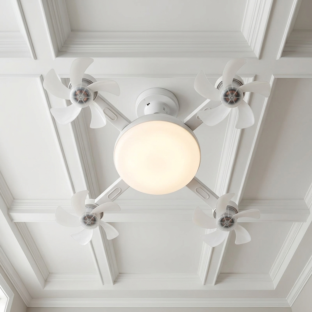 QUADAIR – LED Ceiling Light with Four Fans for Everyday Comfort