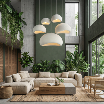 Ceiling Pendant Light Fixture Minimalist Japanese Design HDPE Glass Iron Hardwired for Dining Room Kitchen Island Living Room Bedroom Modern