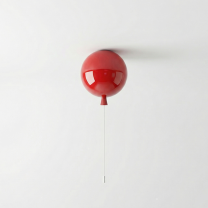 Spherical LED Wall & Ceiling Fixture with Pull Chain in Red Blue Yellow Green Orange White Small Medium Large for Bedroom Playroom Hallway K
