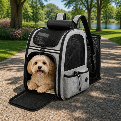 Ortekor Breathable Mesh & Water-Repellent Pet Backpack Carrier (Collapsible)