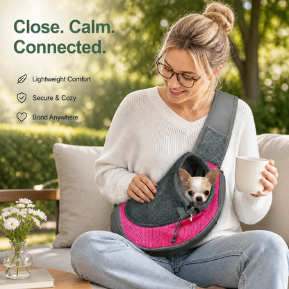 Ortekor Breathable Mesh & Adjustable Crossbody Dog Sling Carrier