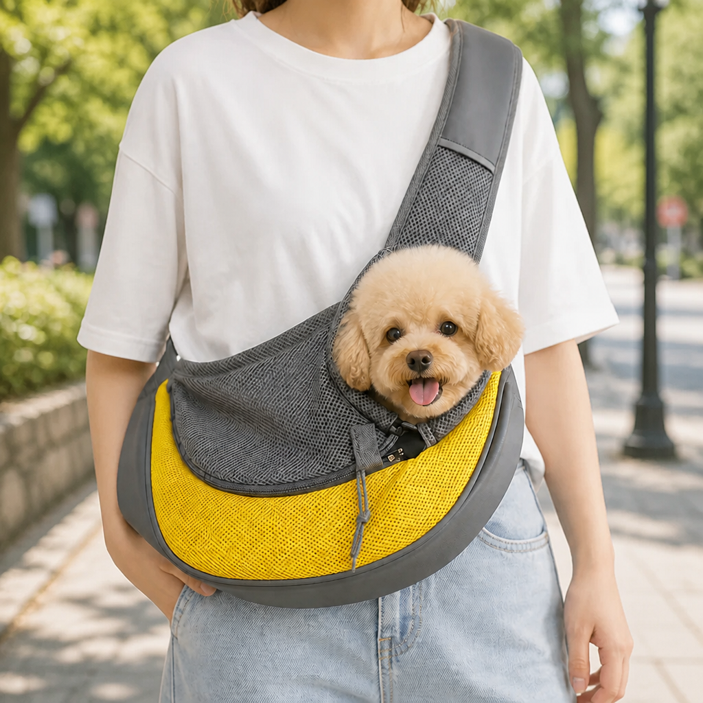 Ortekor Breathable Mesh & Adjustable Crossbody Dog Sling Carrier