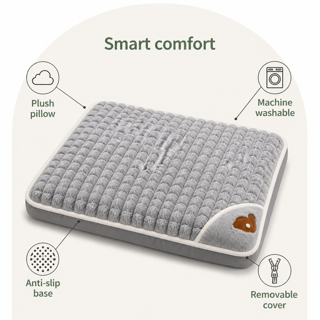 Ortekor Thickened Pillow & Anti-Skid Dog Bed (Detachable Cover)