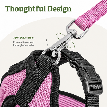 Ortekor Adjustable Breathable Mesh Dog Car Harness (Elastic Seatbelt Tether)