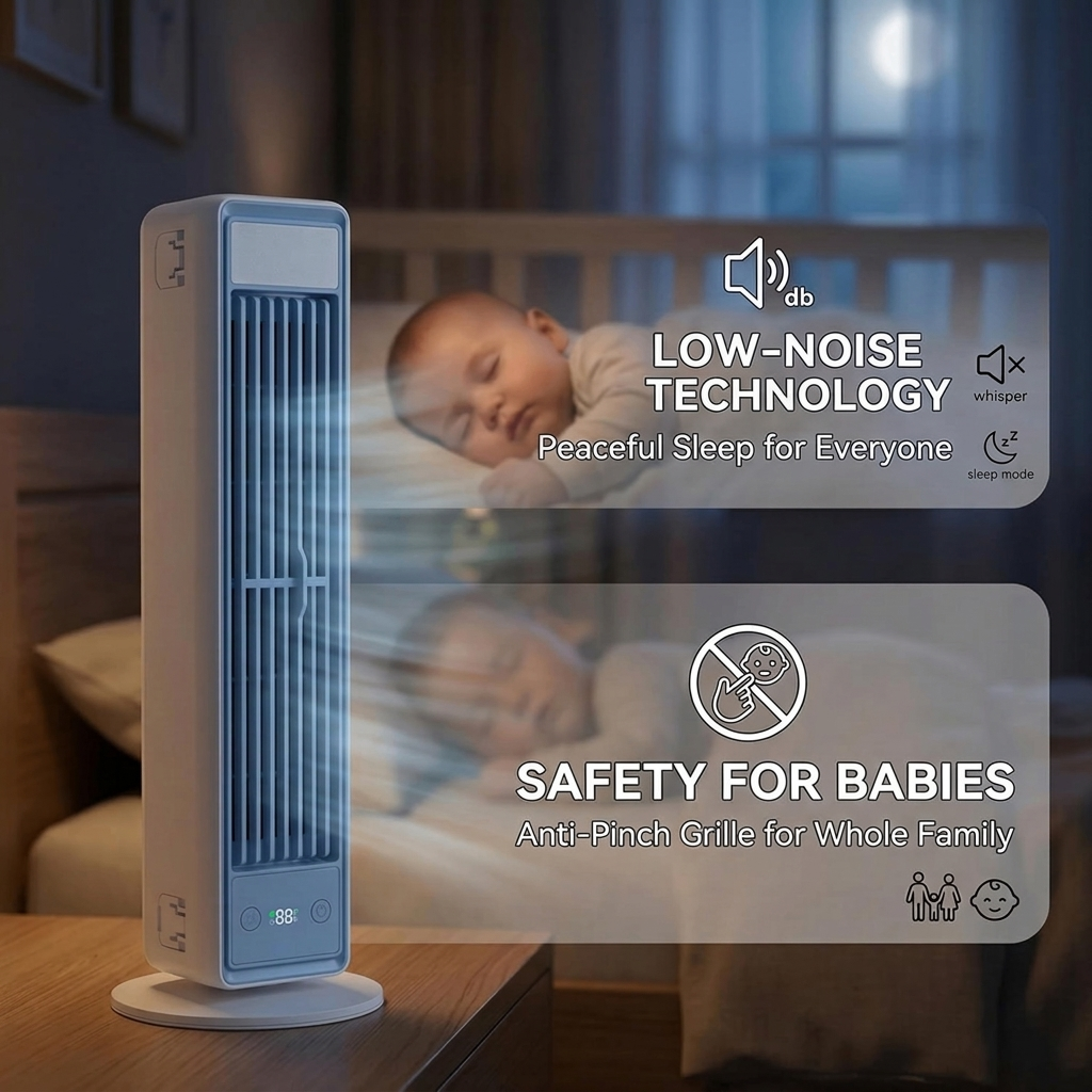 Rechargeable Tower Fan with Remote – 5 Speed Settings, Oscillating Desk & Floor Standing Air Circulator for Bedroom, Office, Kitchen