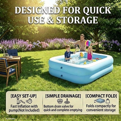 Rectangular Inflatable Pool for Children and Adults – Thickened Design