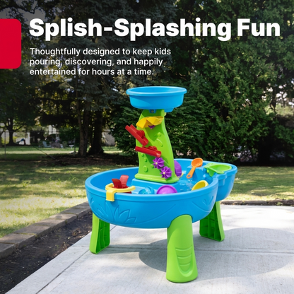 Water Play Table for Toddlers with Waterfall, Spinners & 13 Accessories