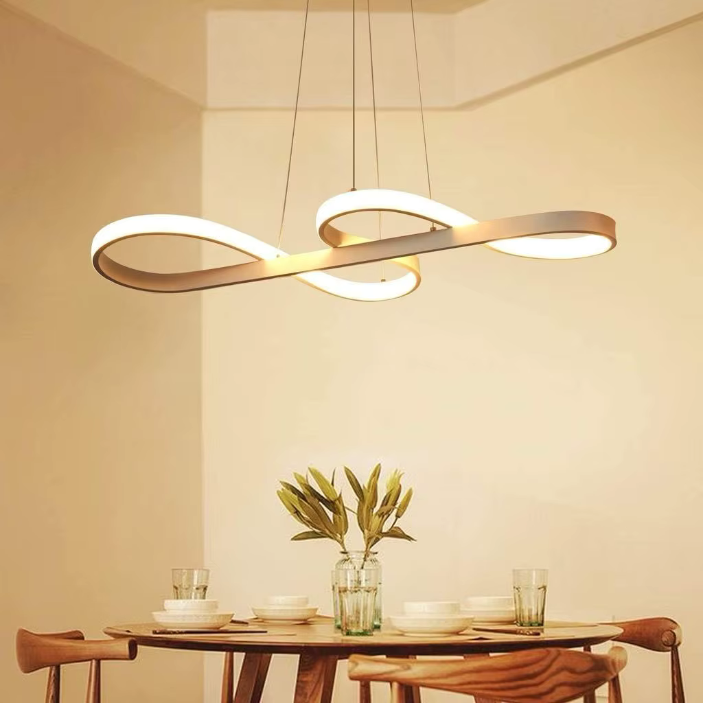 Circular Aluminum Ceiling Fixture Dimmable LED 30 in Ring Hanging Light for Dining Table Kitchen Island Modern Overhead Chandelier with Remo