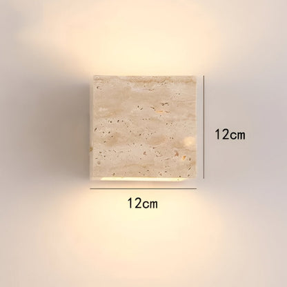 Outdoor LED Sconce Natural Stone Up-Down Light Waterproof Garden Wall Mount Fixture for Patio Entryway Facade 6.3 Inch Travertine Exterior L