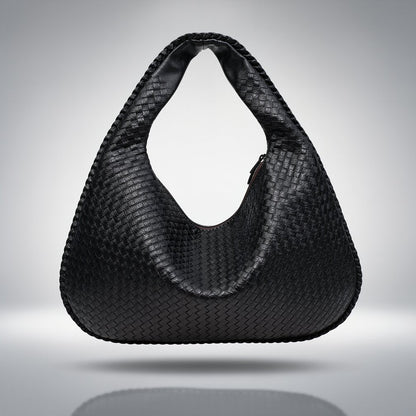 Braided Leather Hobo Bag with Zip Closure | Stylish Shoulder Bag