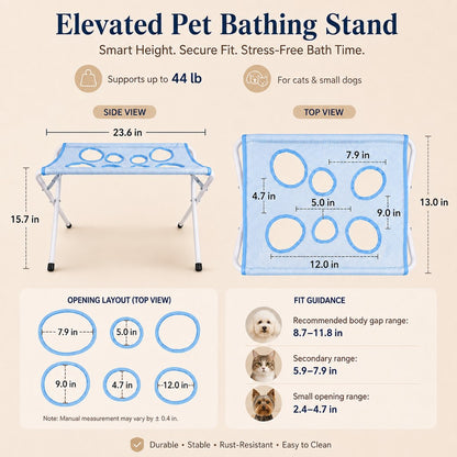 Ortekor Pet grooming rack suitable for cats and small to medium-sized dogs - foldable eight-opening design for convenient home grooming.