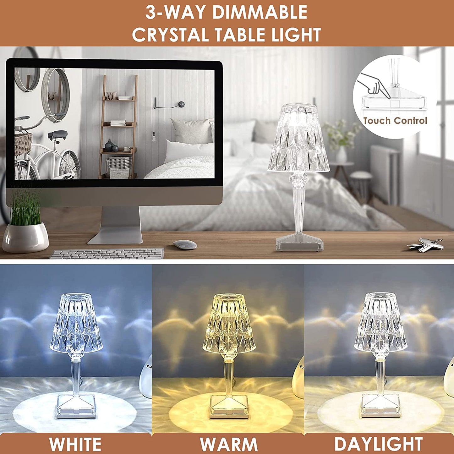 Luxury Crystal LED Desk Lamp with Sparkling Design