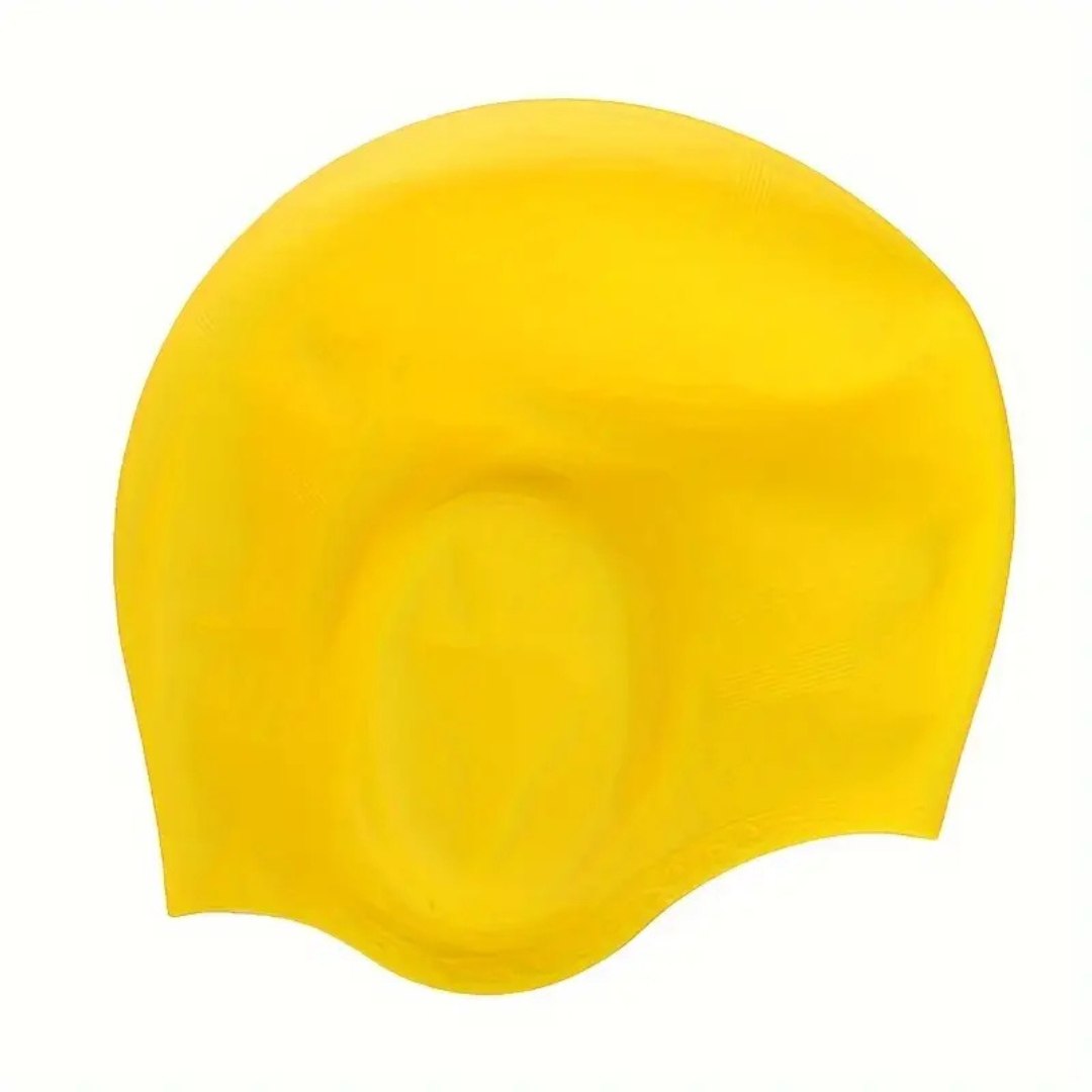 Silicone Swim Cap with Ear Pockets for Long Hair Protection – Waterproof Pool Cap for Women Men Kids Competitive Training Lap Swimming