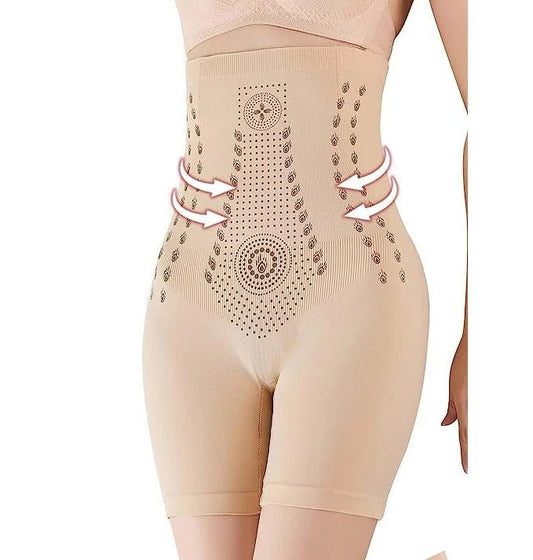 Women's High-Waist Cooling Compression Shorts with Infrared Fiber Technology for Tummy Control & Breathable Support