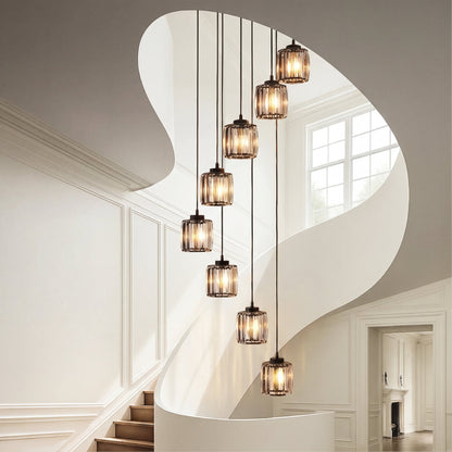 Spiral Crystal Chandelier Multi-Tier Cascading Glass Fixture for High Ceilings Foyer Dining Room Entryway Stairwell