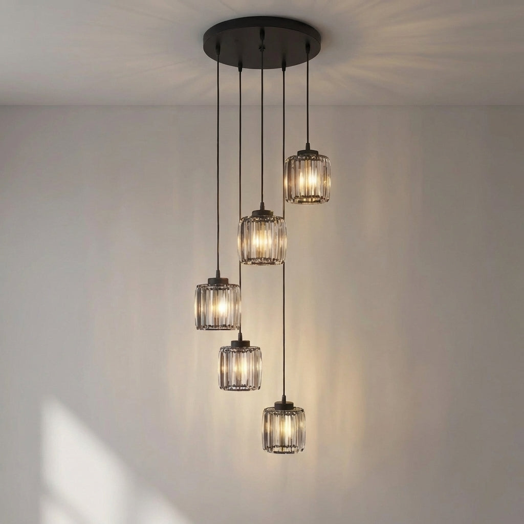 Spiral Crystal Chandelier Multi-Tier Cascading Glass Fixture for High Ceilings Foyer Dining Room Entryway Stairwell