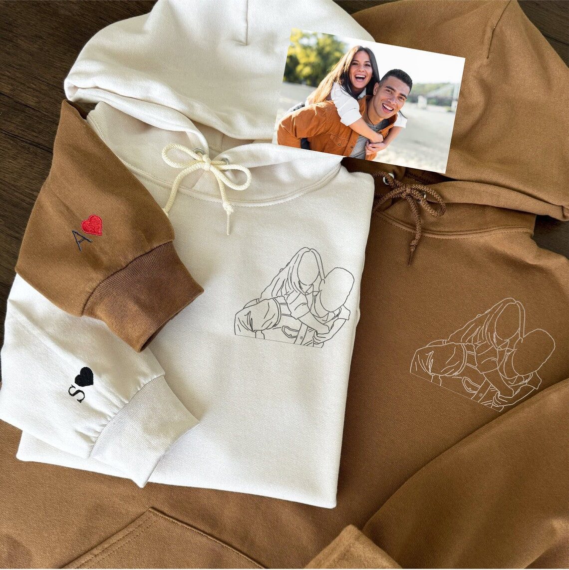 Custom Photo Embroidered Sweatshirt – Personalized Portrait Hoodie & T-Shirt for Cherished Memories