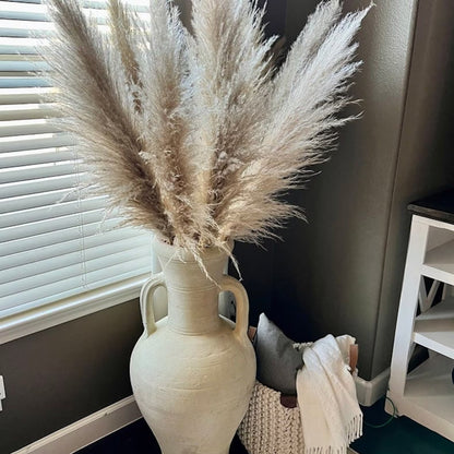 Fluffy Natural Pampas Grass Stems for Vase Displays | 16-30 Inch Dried Floral Accents for Living Room Shelf Styling Event Centerpieces Boho