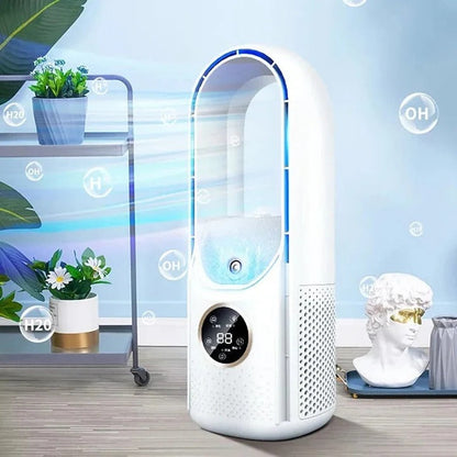 Whisper-Quiet Bladeless Personal Air Cooler for Desk and Bedroom, Portable Compact Desktop Fan with Multiple Speed Settings, Energy-Efficien