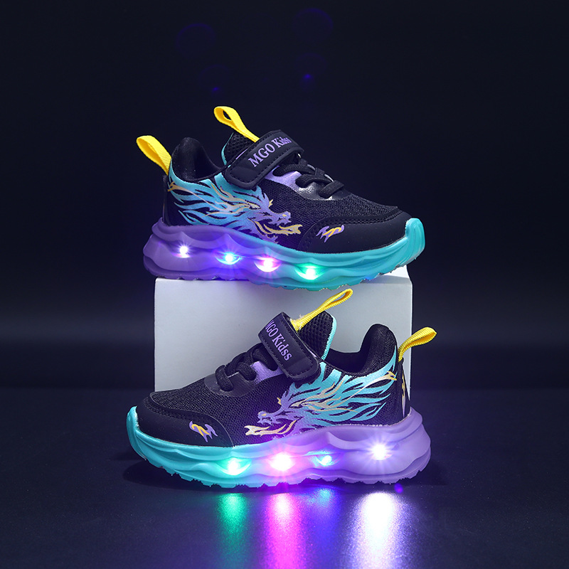 Light-Up Sneakers for Kids with Hook-and-Loop Strap & Flexible Sole – Boys & Girls Athletic Footwear for School, Sports & Outdoor Adventures