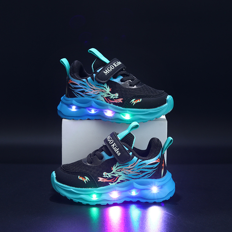 Light-Up Sneakers for Kids with Hook-and-Loop Strap & Flexible Sole – Boys & Girls Athletic Footwear for School, Sports & Outdoor Adventures