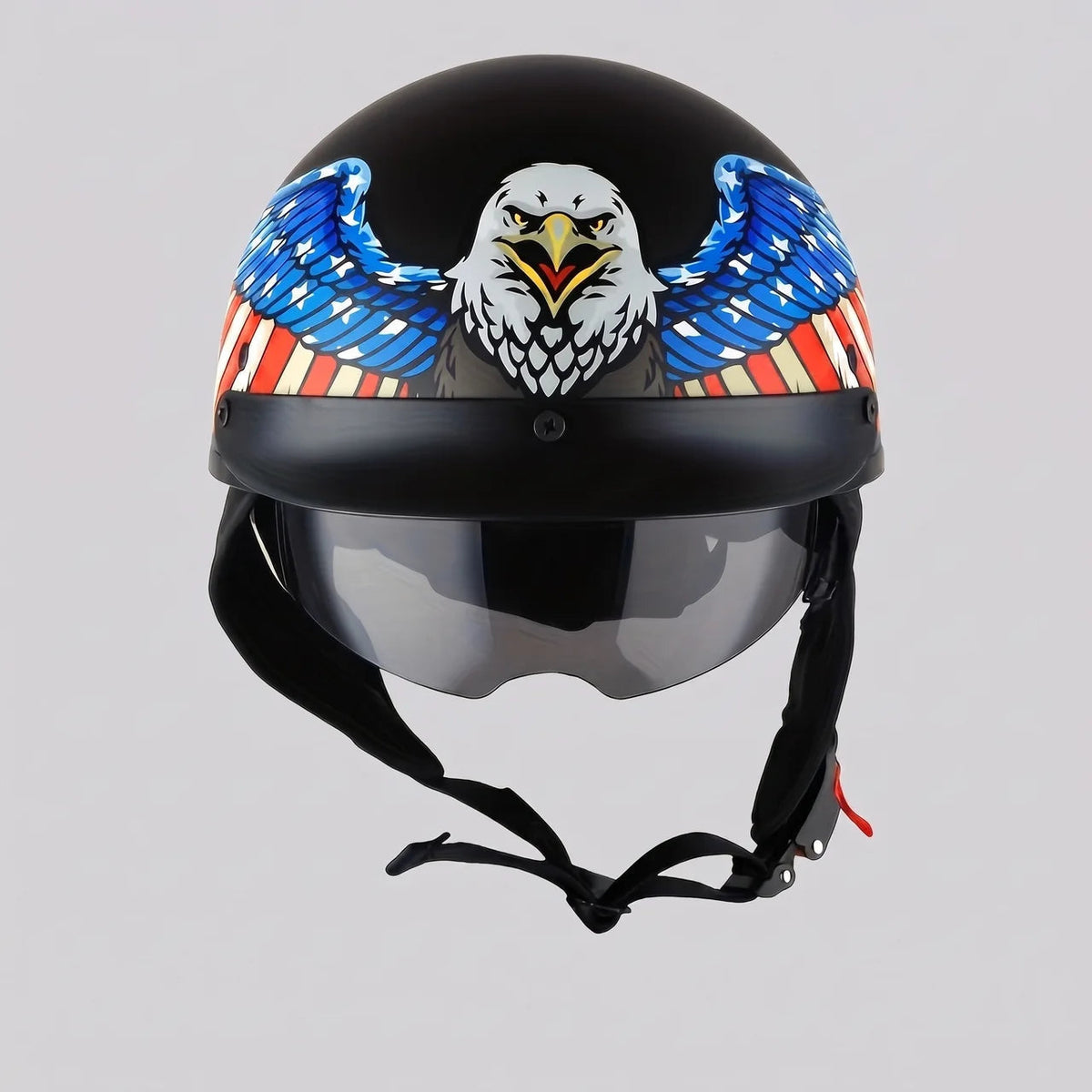 Eagle-Wing | Motorcycle Helmet with Retractable Smoked Visor | Lightweight Half Design for Comfortable Rides