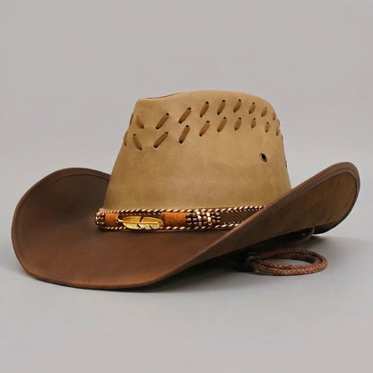 TrailVent | Straw Cowboy Hat with Ventilated Crown & Adjustable Chin Cord | Lightweight Design for Outdoor Comfort