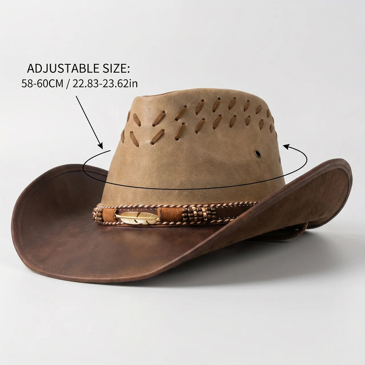 TrailVent | Straw Cowboy Hat with Ventilated Crown & Adjustable Chin Cord | Lightweight Design for Outdoor Comfort
