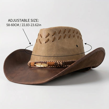 TrailVent | Straw Cowboy Hat with Ventilated Crown & Adjustable Chin Cord | Lightweight Design for Outdoor Comfort