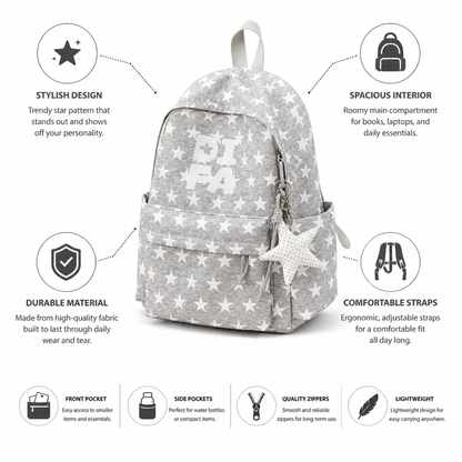 Star-Pattern Spacious & Durable School Backpack