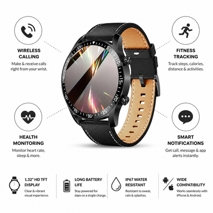 Wireless Calling & Step Counter Smartwatch (iPhone & Android)